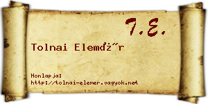 Tolnai Elemér névjegykártya